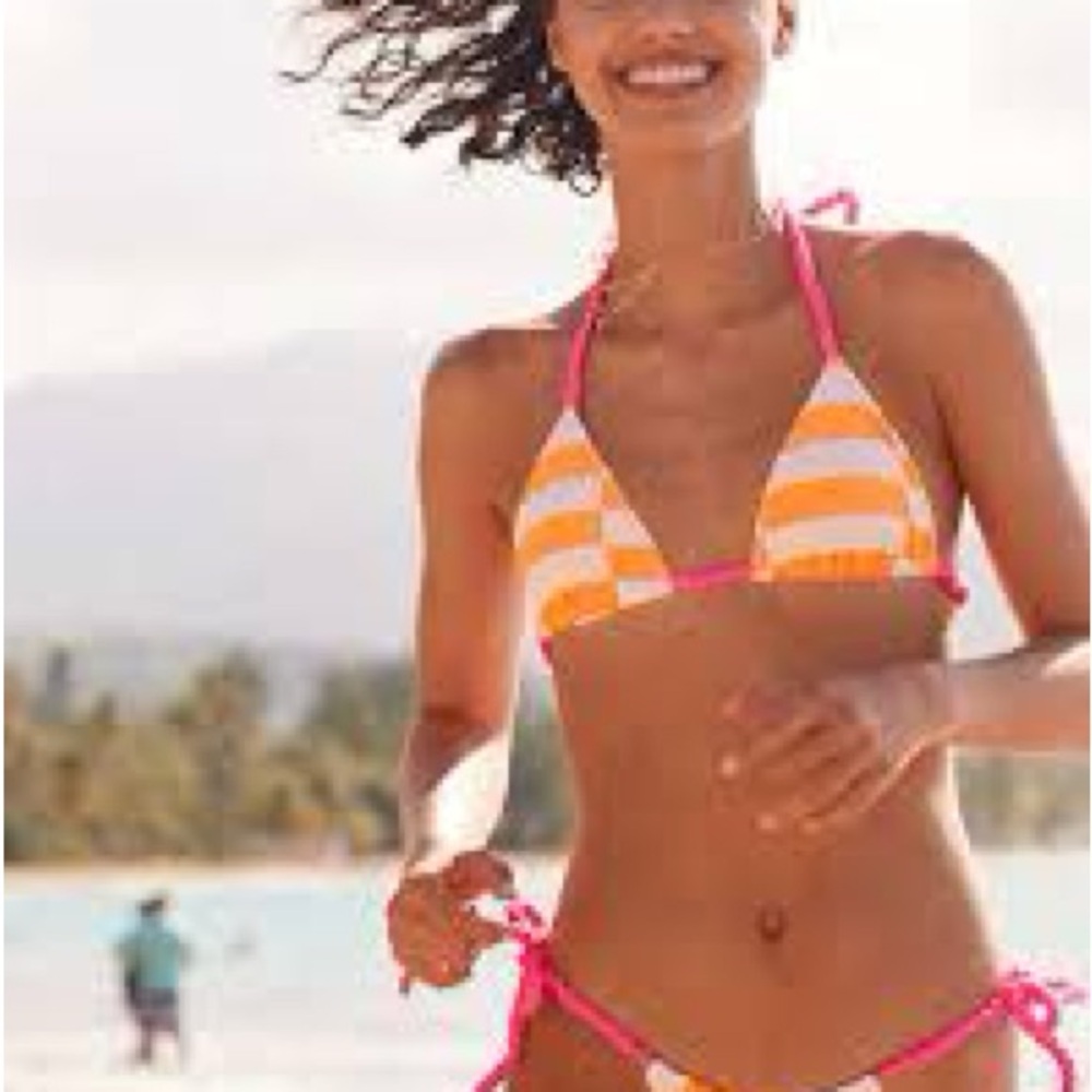 Aerie Orange and Pink Bikini Vibrant Swimwear